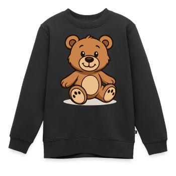 Teddybär Comic - Kinder Premium Organic Sweatshirt - Schwarz - Vorne - AI Model Kid Female (0cm)