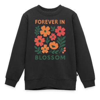Toujours en fleurs - floral - Sweat Premium enfant bio - noir - Devant - AI Model Kid Female (0cm)