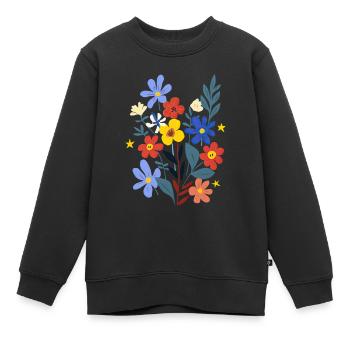 Flower Power - Kinder Premium Organic Sweatshirt - Schwarz - Vorne - AI Model Kid Female (0cm)