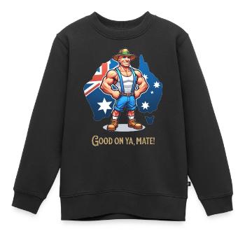 Australie Funny Design - Sweat Premium enfant bio - noir - Devant - AI Model Kid Female (0cm)