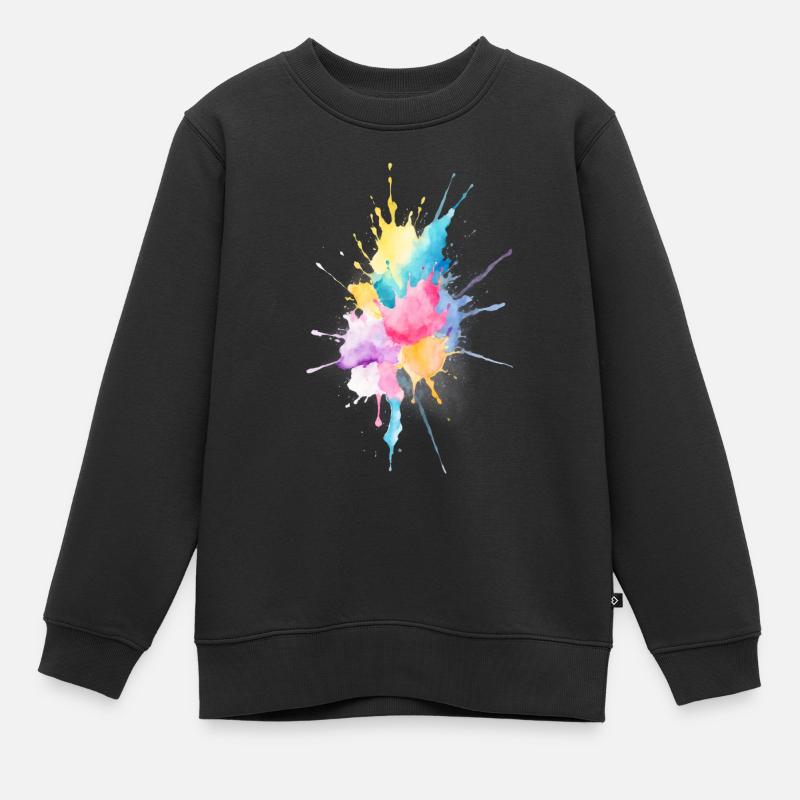 Aquarelle abstraite éclaboussure - Sweat Premium enfant bio - noir