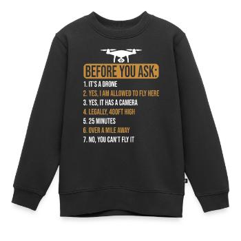 Avant de demander à Drone - Sweat Premium enfant bio - noir - Devant - AI Model Kid Female (0cm)