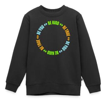 Sois gentil, sois sincère, sois toi-même, un amour de soi inspirant - Sweat Premium enfant bio - noir - Devant - AI Model Kid Female (0cm)
