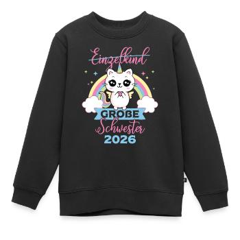 Einzelkind Große Schwester 2026 Schwangerschaft - Kinder Premium Organic Sweatshirt - Schwarz - Vorne - AI Model Kid Female (0cm)