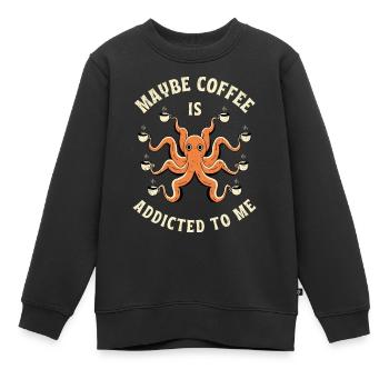 Vielleicht ist Kaffee süchtig nach dir - Kinder Premium Organic Sweatshirt - Schwarz - Vorne - AI Model Kid Female (0cm)