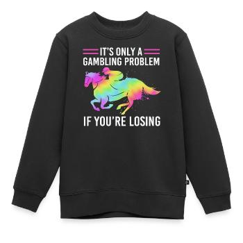 Courses de chevaux - Sweat Premium enfant bio - noir - Devant - AI Model Kid Female (0cm)