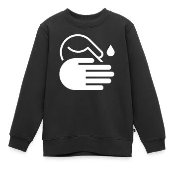 Icône Laver les Mains - Sweat Premium enfant bio - noir - Devant - AI Model Kid Female (0cm)
