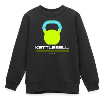 Kettlebell : temps de fraîcheur - Sweat Premium enfant bio - noir - Devant - AI Model Kid Female (0cm)