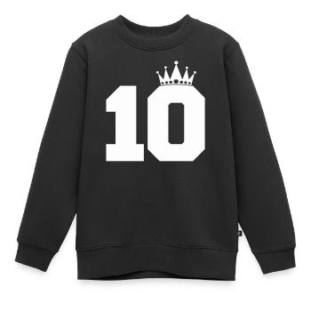 Königliche Zehn mit Krone - Kinder Premium Organic Sweatshirt - Schwarz - Vorne - AI Model Kid Female (0cm)