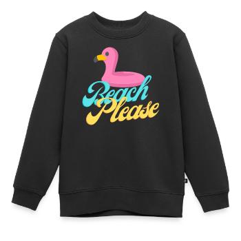 Beach Please Flamingo Retro Tee - Kinder Premium Organic Sweatshirt - Schwarz - Vorne - AI Model Kid Female (0cm)