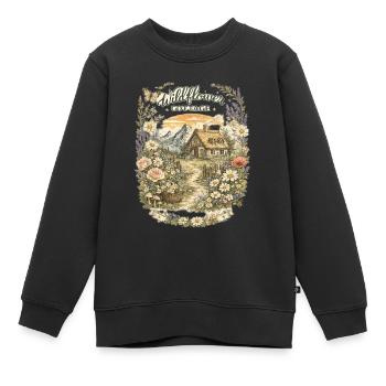 Landhaus und Wildblumen - Kinder Premium Organic Sweatshirt - Schwarz - Vorne - AI Model Kid Female (0cm)