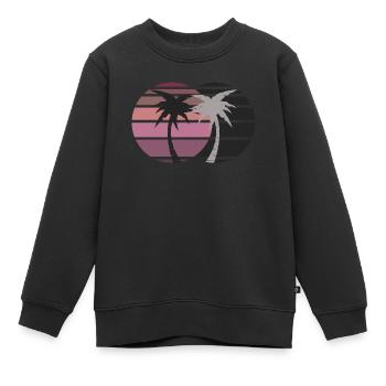 Palmen im Retro-Style - Kinder Premium Organic Sweatshirt - Schwarz - Vorne - AI Model Kid Female (0cm)