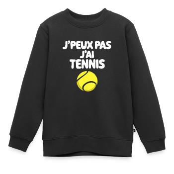 Ich kann kein Tennis, Tennisball-Logo - Kinder Premium Organic Sweatshirt - Schwarz - Vorne - AI Model Kid Female (0cm)