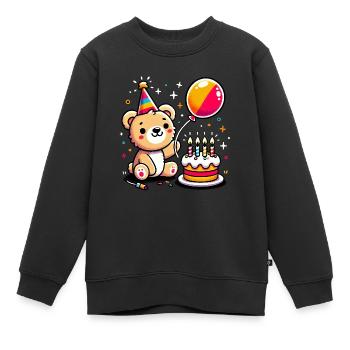 Bear Kid Celebrating Birthday - Kinder Premium Organic Sweatshirt - Schwarz - Vorne - AI Model Kid Female (0cm)