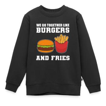 Burger und Pommes Food Vlogger Geschenk - Kinder Premium Organic Sweatshirt - Schwarz - Vorne - AI Model Kid Female (0cm)
