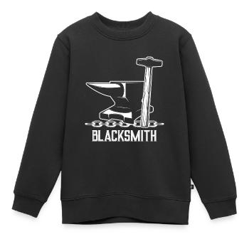 Enclume marteau forgeron - Sweat Premium enfant bio - noir - Devant - AI Model Kid Female (0cm)