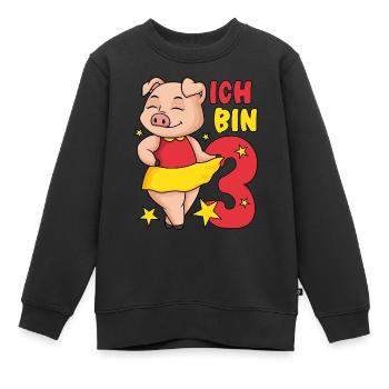 3. Geburtstag Mädchen süßes Schweinchen Ich bin 3 - Kinder Premium Organic Sweatshirt - Schwarz - Vorne - AI Model Kid Female (0cm)