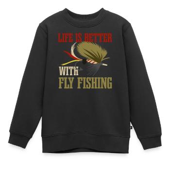Das ironische Sprichwort „Leben mit - Kinder Premium Organic Sweatshirt - Schwarz - Vorne - AI Model Kid Female (0cm)