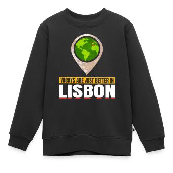 Joyable Lissabon Angenehmer Tourismus Zitat - Kinder Premium Organic Sweatshirt - Schwarz - Vorne - AI Model Kid Female (0cm)