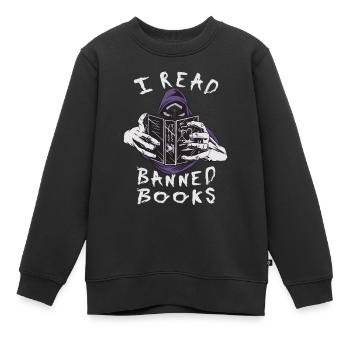Ich lese verbotene Gruselige Kreatur - Kinder Premium Organic Sweatshirt - Schwarz - Vorne - AI Model Kid Female (0cm)
