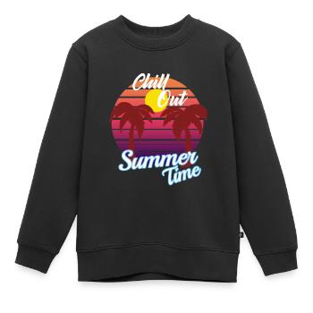 Chill Out Summertime - Palmiers au coucher du soleil - Sweat Premium enfant bio - noir - Devant - AI Model Kid Female (0cm)