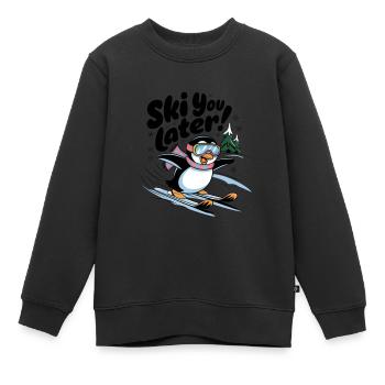 Skifahren Sie später - Kinder Premium Organic Sweatshirt - Schwarz - Vorne - AI Model Kid Female (0cm)