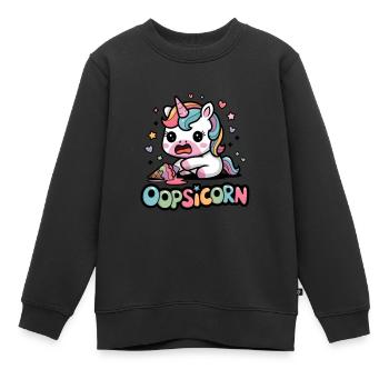 Oopsicorn - Sweat Premium enfant bio - noir - Devant - AI Model Kid Female (0cm)
