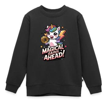 Gains magiques à venir ! - Sweat Premium enfant bio - noir - Devant - AI Model Kid Female (0cm)