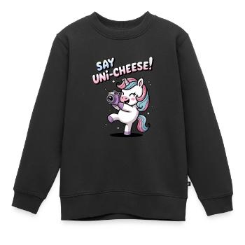 Sagen Sie Uni-Cheese! - Kinder Premium Organic Sweatshirt - Schwarz - Vorne - AI Model Kid Female (0cm)