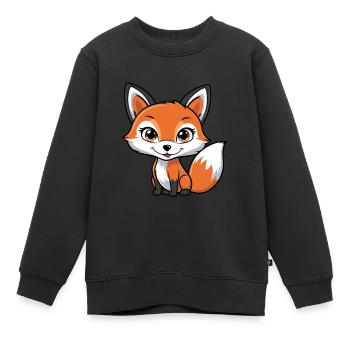 Süßer Fuchs - Niedlich orange mit großen Augen - Kinder Premium Organic Sweatshirt - Schwarz - Vorne - AI Model Kid Female (0cm)