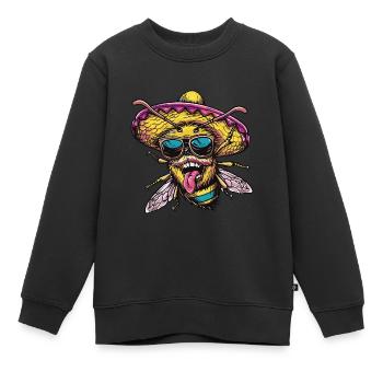Abeille Drôle Sombrero - Sweat Premium enfant bio - noir - Devant - AI Model Kid Female (0cm)