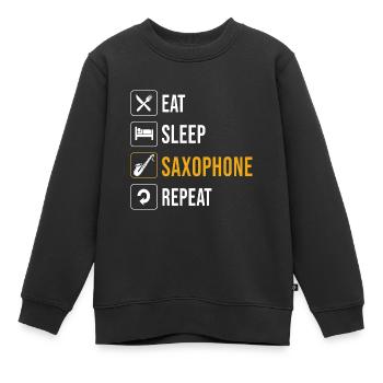 Saxophoniste saxophoniste - Sweat Premium enfant bio - noir - Devant - AI Model Kid Female (0cm)