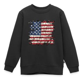 Patriotisches Puzzle Flagge Amerikanischer Stolz - Kinder Premium Organic Sweatshirt - Schwarz - Vorne - AI Model Kid Female (0cm)