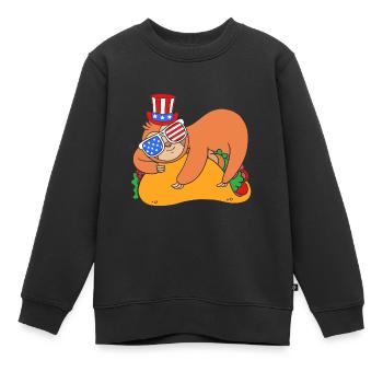 Sloth Laziness Lazy Morning Grouch Taco - Kids Premium Organic Sweatshirt - black - Front - AI Model Kid Female (0cm)