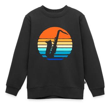 Saxophoniste saxophoniste - Sweat Premium enfant bio - noir - Devant - AI Model Kid Female (0cm)