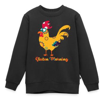 Gluten Morning - Kids Premium Organic Sweatshirt - black - Front - AI Model Kid Female (0cm)