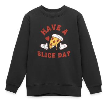 Haben Sie einen Slice-Tag - Funny Pizza - Kinder Premium Organic Sweatshirt - Schwarz - Vorne - AI Model Kid Female (0cm)