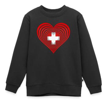 Schweiz Swiss - Kinder Premium Organic Sweatshirt - Schwarz - Vorne - AI Model Kid Female (0cm)