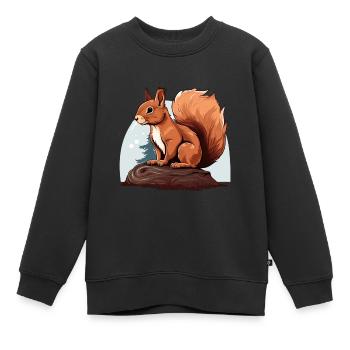 Herbst Eichhörnchen Wald Szene - Kinder Premium Organic Sweatshirt - Schwarz - Vorne - AI Model Kid Female (0cm)