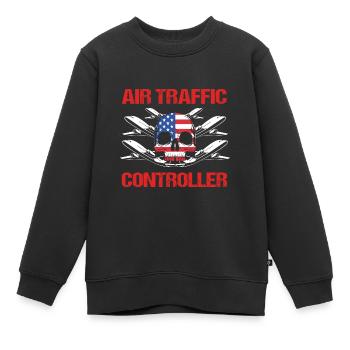 Contrôleur aérien - Sweat Premium enfant bio - noir - Devant - AI Model Kid Female (0cm)