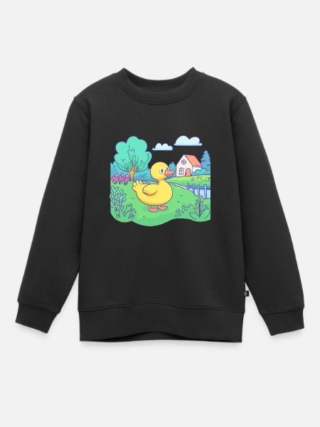 Niedliche Ente Garten Blumen für Kinder - Kinder Premium Organic Sweatshirt - Schwarz