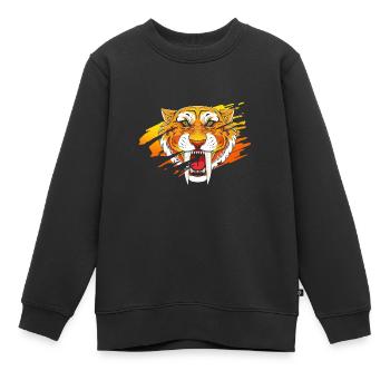 Tigre à dents de sabre - Sweat Premium enfant bio - noir - Devant - AI Model Kid Female (0cm)