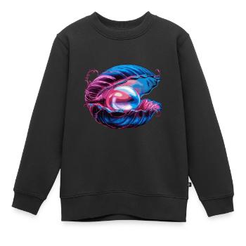 Muschel mit einer Perle für einen Strandmuschel - Kinder Premium Organic Sweatshirt - Schwarz - Vorne - AI Model Kid Female (0cm)