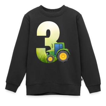 3 ans de tracteur anniversaire - Sweat Premium enfant bio - noir - Devant - AI Model Kid Female (0cm)