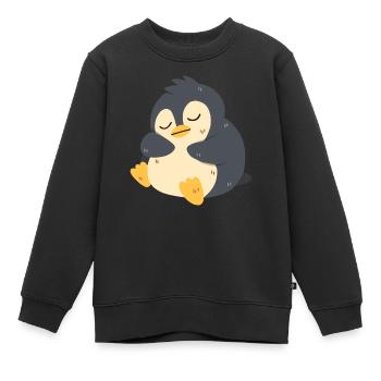 Le pingouin dort - Sweat Premium enfant bio - noir - Devant - AI Model Kid Female (0cm)
