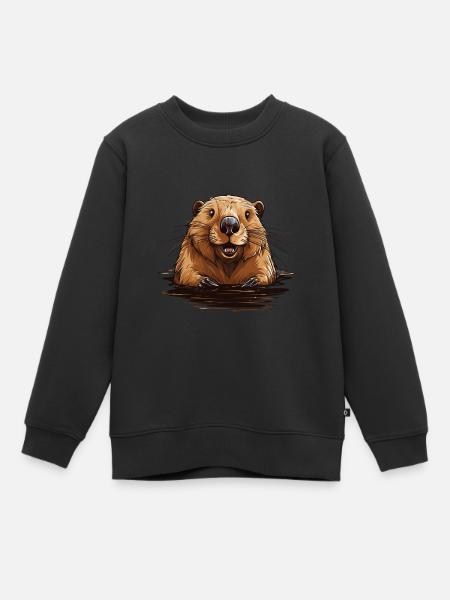 Biber für einen Biberliebhaber Naturschützer - Kinder Premium Organic Sweatshirt - Schwarz