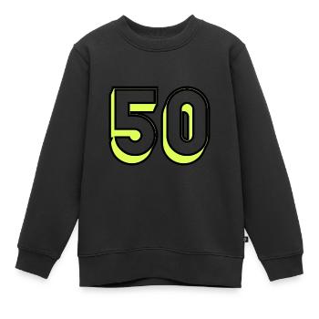 50. 50 ANS. 50e ANNIVERSAIRE. ANNIVERSAIRE 50 ANS. - Sweat Premium enfant bio - noir - Devant - AI Model Kid Female (0cm)