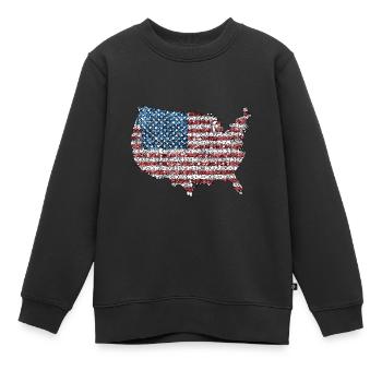 Patriotisches Puzzle Flagge Amerikanischer Stolz - Kinder Premium Organic Sweatshirt - Schwarz - Vorne - AI Model Kid Female (0cm)
