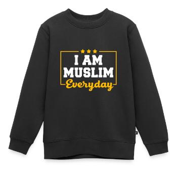 Musulman Islam Musulman Musulman Aïd Moubarak - Sweat Premium enfant bio - noir - Devant - AI Model Kid Female (0cm)