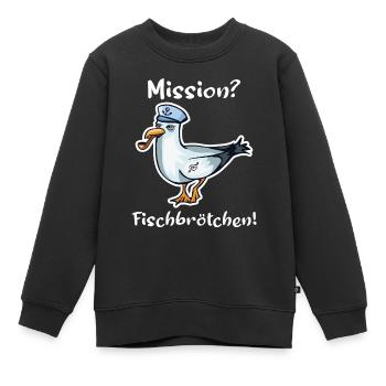 maritime Möwe norddeutsch Sprüche Geschenk - Kinder Premium Organic Sweatshirt - Schwarz - Vorne - AI Model Kid Female (0cm)